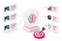 Few-Shot Prompting Illustration mit mehreren Beispieleingaben und KI-Output in Pink und Dunkelblau auf weißem Hintergrund.