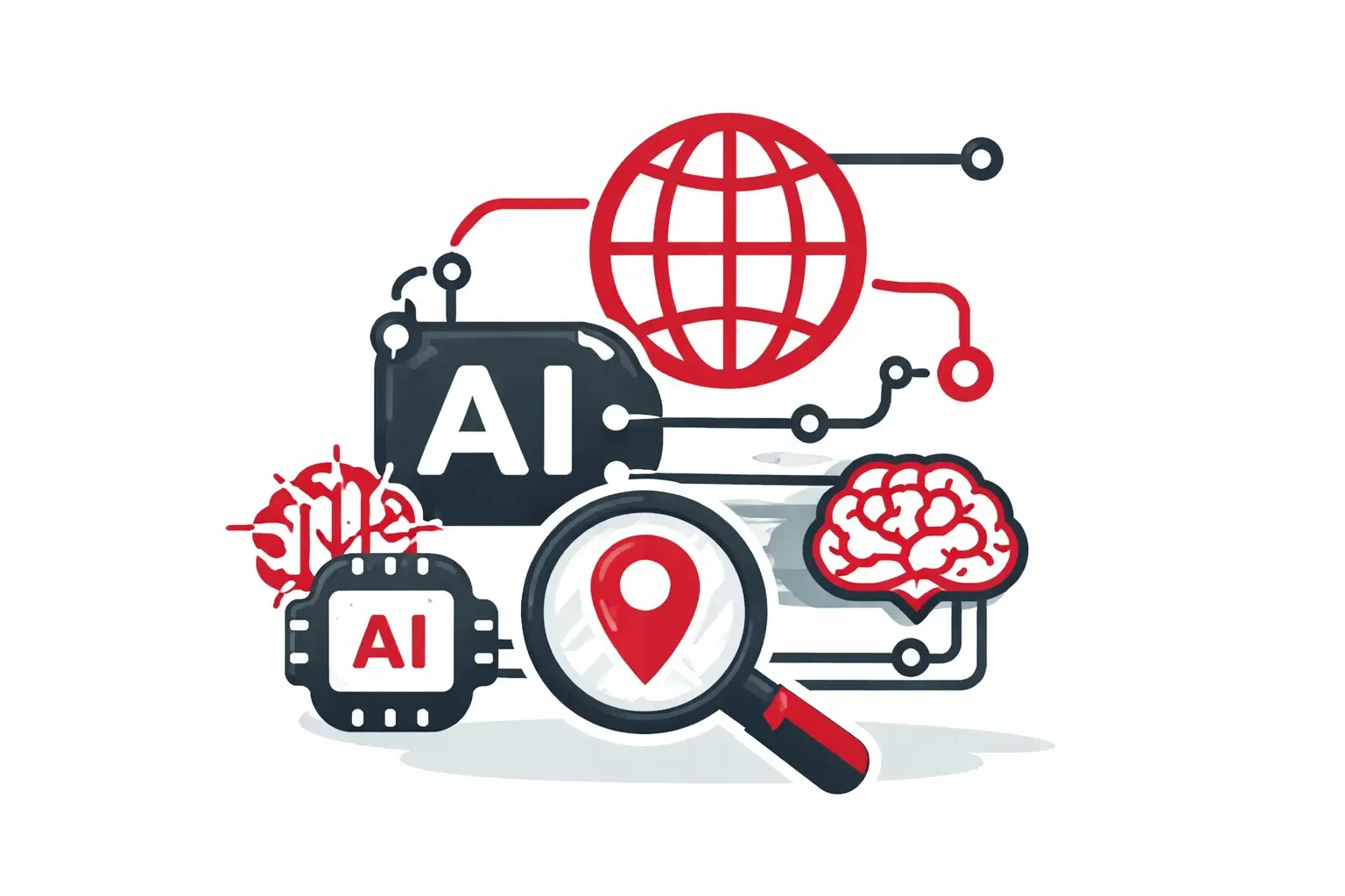 Illustration zu GEO und AI Search, wie LLMs Marken-Entities semantisch verstehen