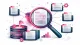 Illustration eines Inverted Index mit Dokumentenlisten, Datenbank und Suchsymbol zur Darstellung schneller Informationssuche