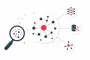 Abstrakte Netzwerkstruktur mit verbundenen Knoten, symbolisiert Co-Occurrence und semantische Beziehungen in Suchsystemen