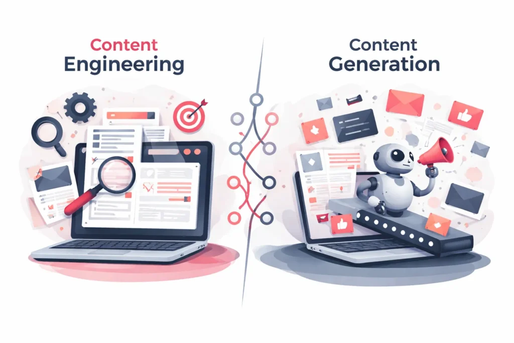 Content Engineering vs. Content Generation: Strukturierte Wissensarchitektur im Vergleich zu automatisierter Textproduktion
