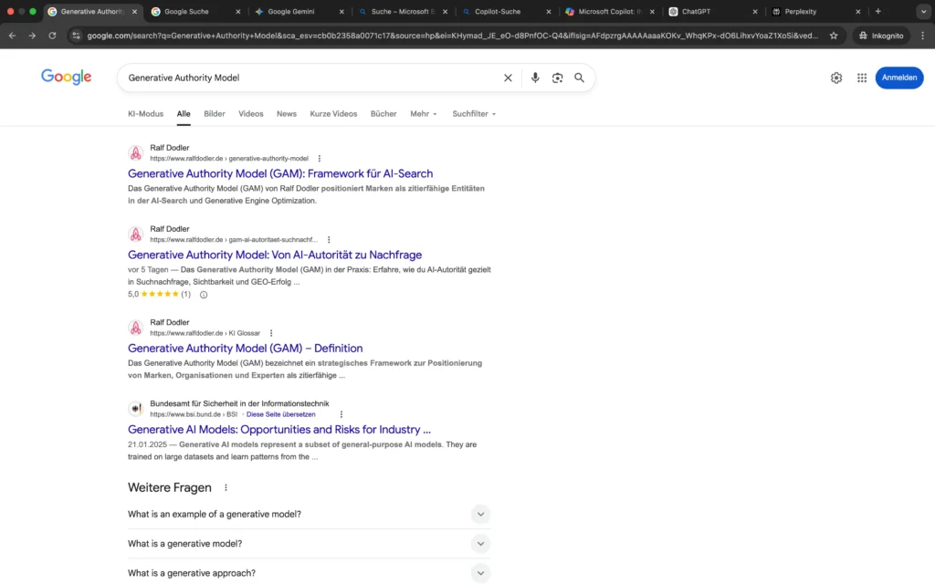 Generative Authority Model Google Organic Serp