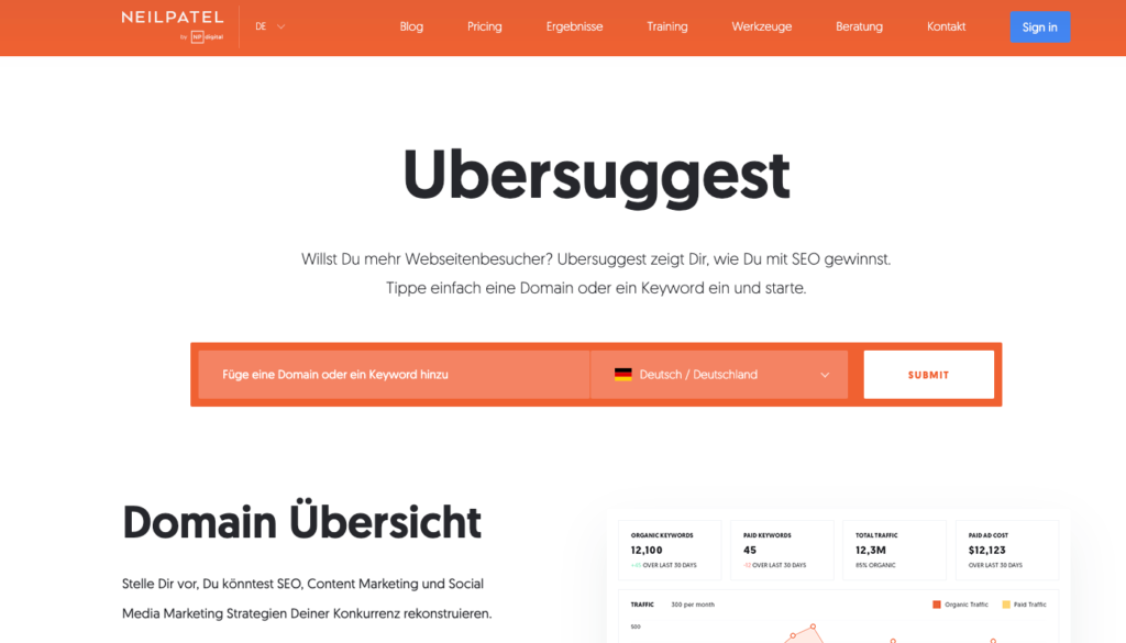 Keyword-Recherche-Tool Ubersuggest