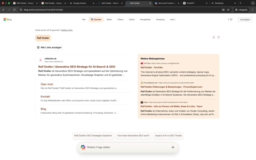 Ralf Dodler in Bing Copilot Search vom 03.02.26