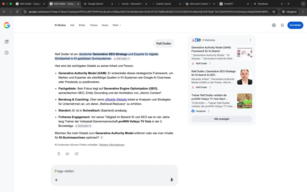 Ralf Dodler in Google KI-Modus vom 03.02.26