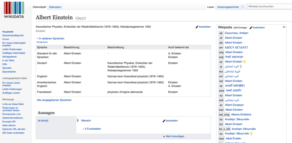 Wikidata Albert Einstein