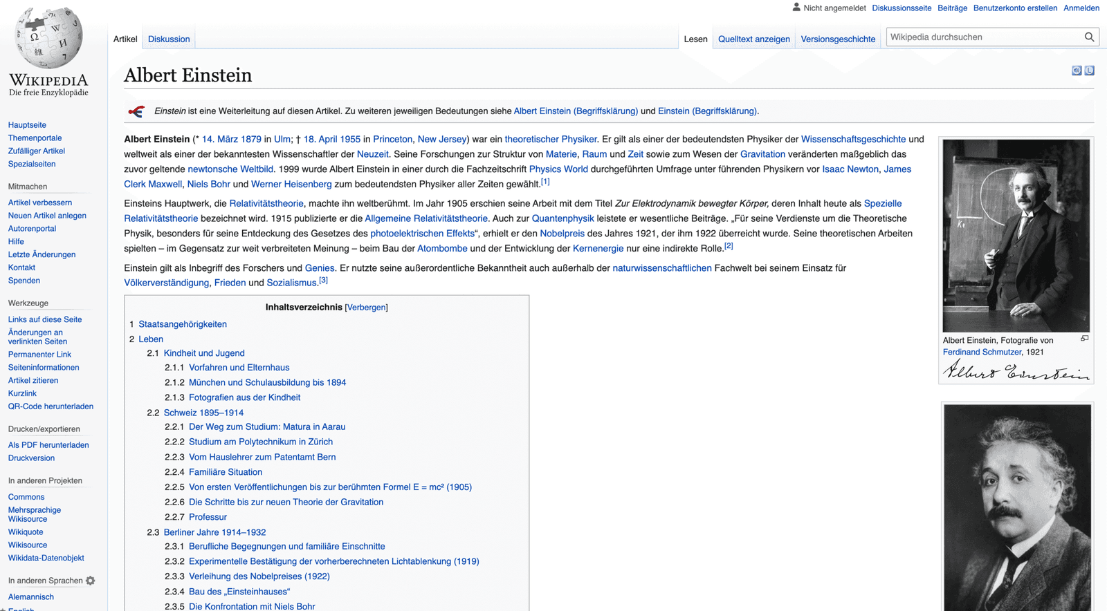 Wikipedia Albert Einstein